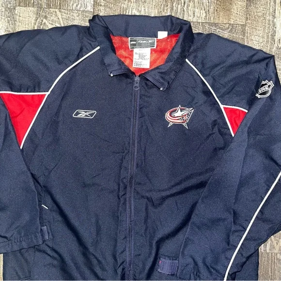 Columbus Blue Jackets Reebok Full Zip Blue‎ Windbreaker Jacket Youth M 10/12 - Picture 2 of 5